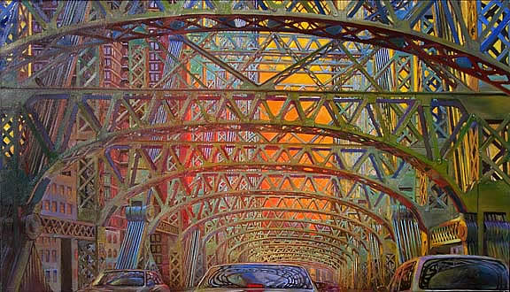 Tyler Watson painting Queensborough Bridge